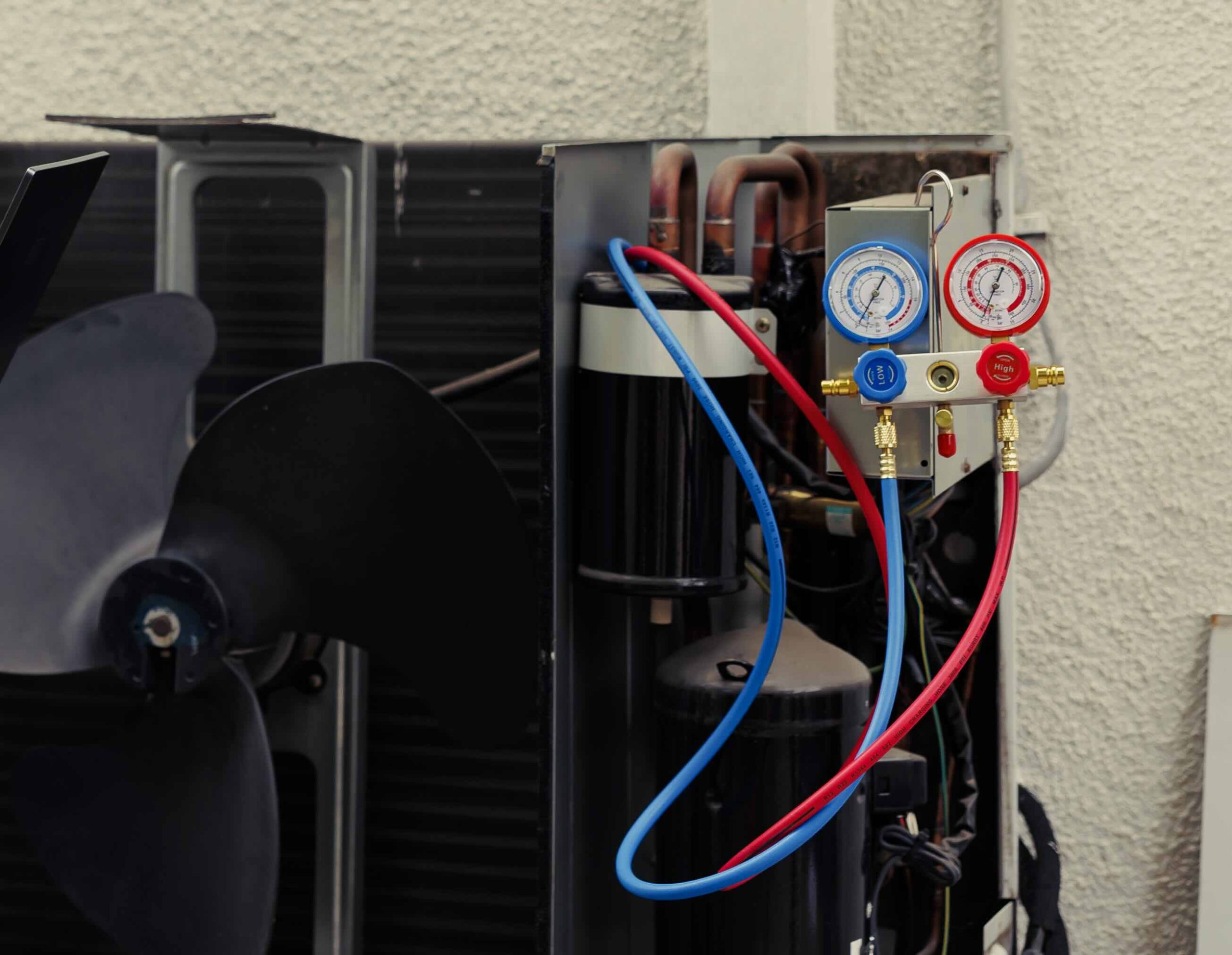 A photo of tools used to perform air conditioning repair.